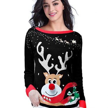Women’s Ugly Christmas Sweater, V28 Ladies Girls Cute