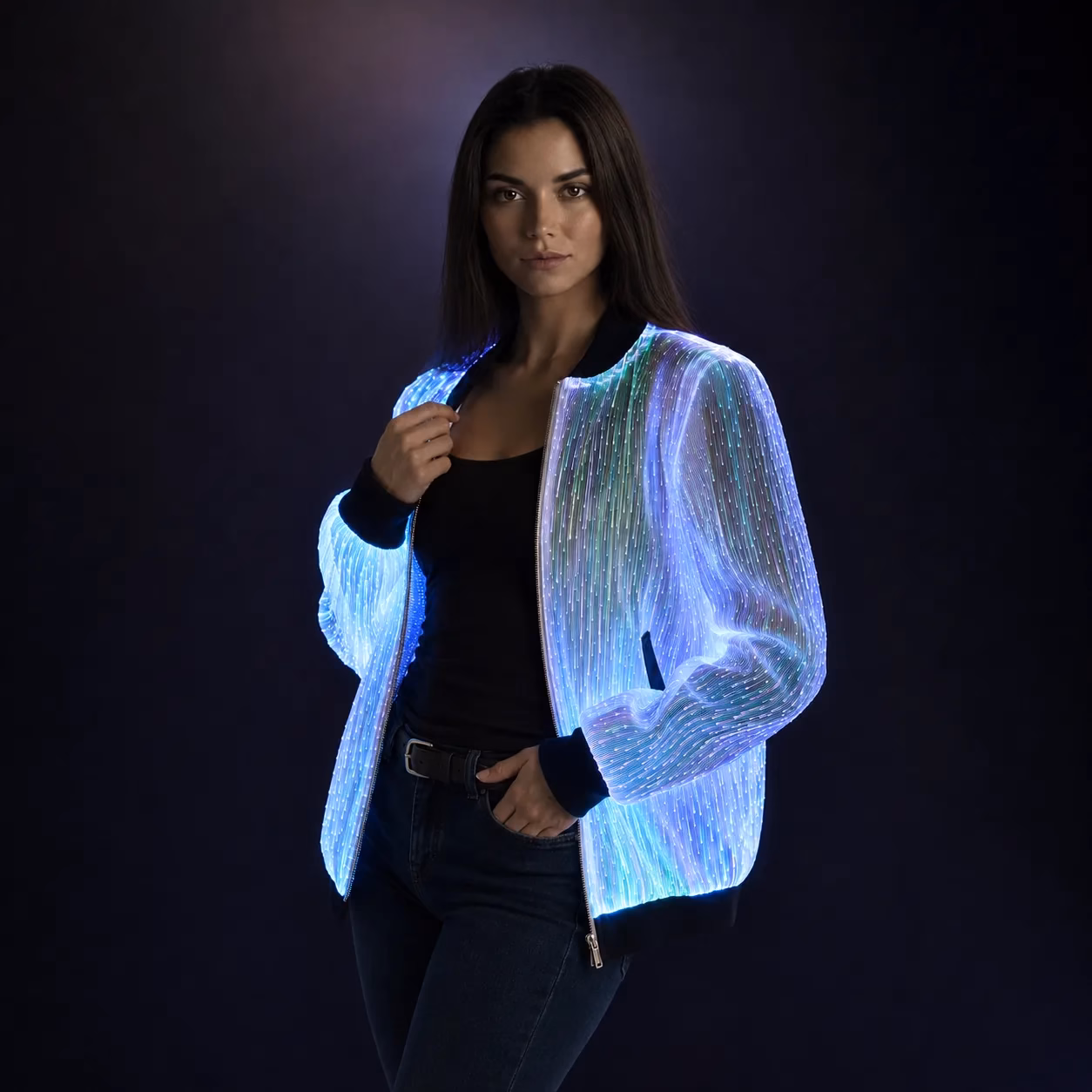 Women’s Fiber Optic Light Up LED Down Jacket