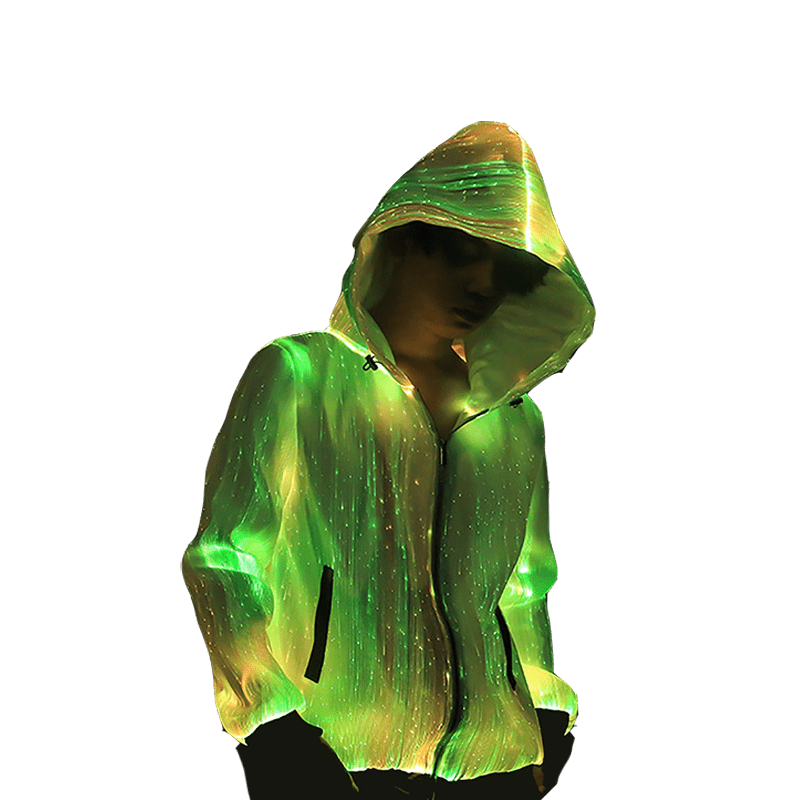 Fiber Optic Light Up Zip Up Hoodie Jacket Light Up Wear