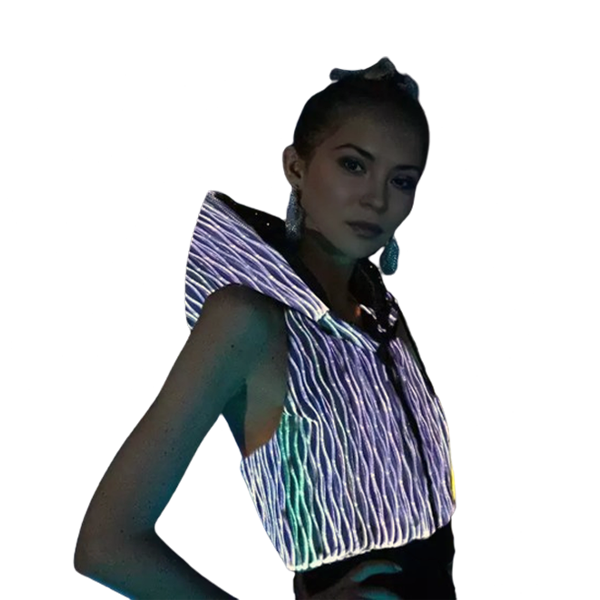 Fiber Optic Light Up Sexy Backless and Sleeveless Hoodie For Women