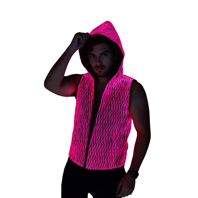 Fiber Optic Zip Up Sleeveless LED Hoodie