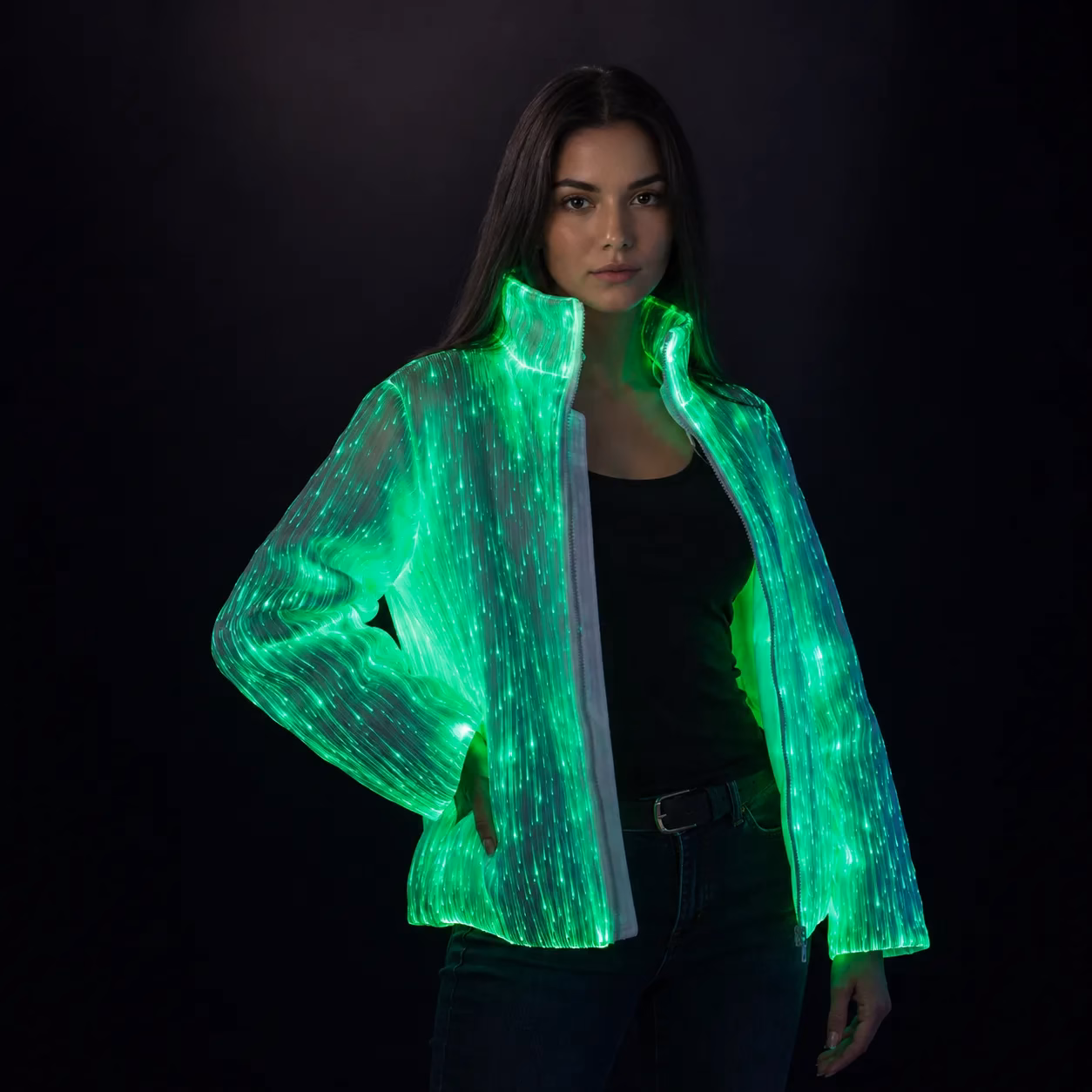 Women’s Fiber Optic Light Up LED Down Jacket